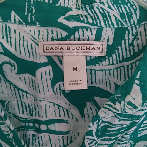 Dana Buchman Green Floral Tab Sleeve Top - Picture 3 of 4